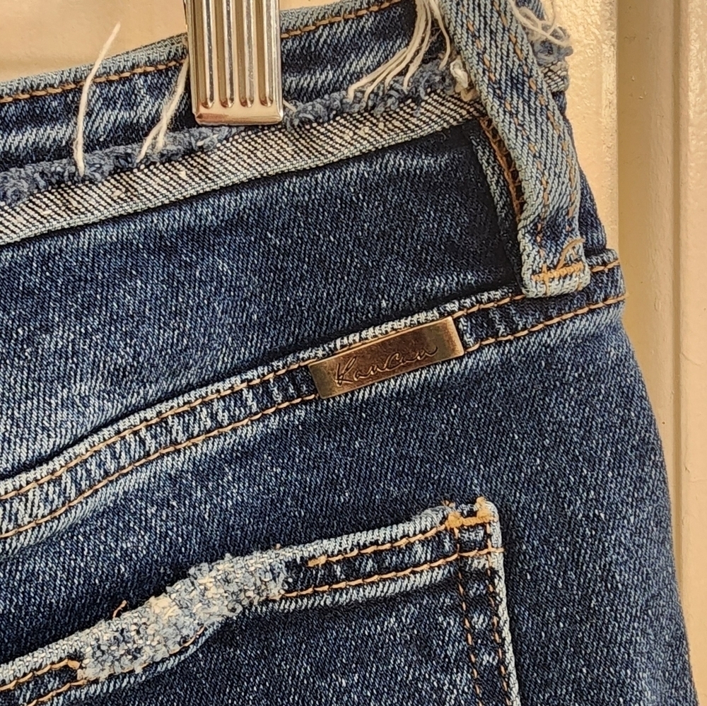 Kancan Dark Wash Distressed Jean Shorts Size 15/31 - Picture 5 of 5
